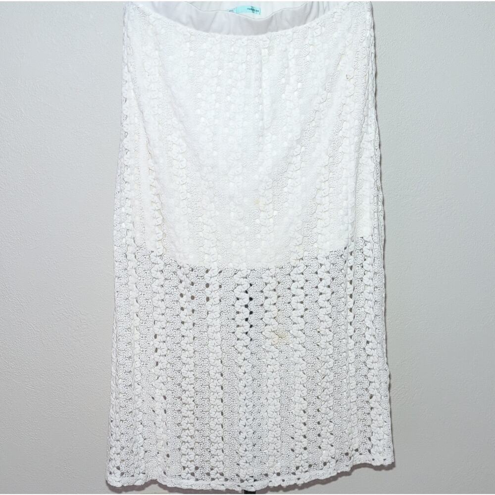Maurices Ivory Lace Crochet A-Line Long Skirt Floral Lined Casual Size L